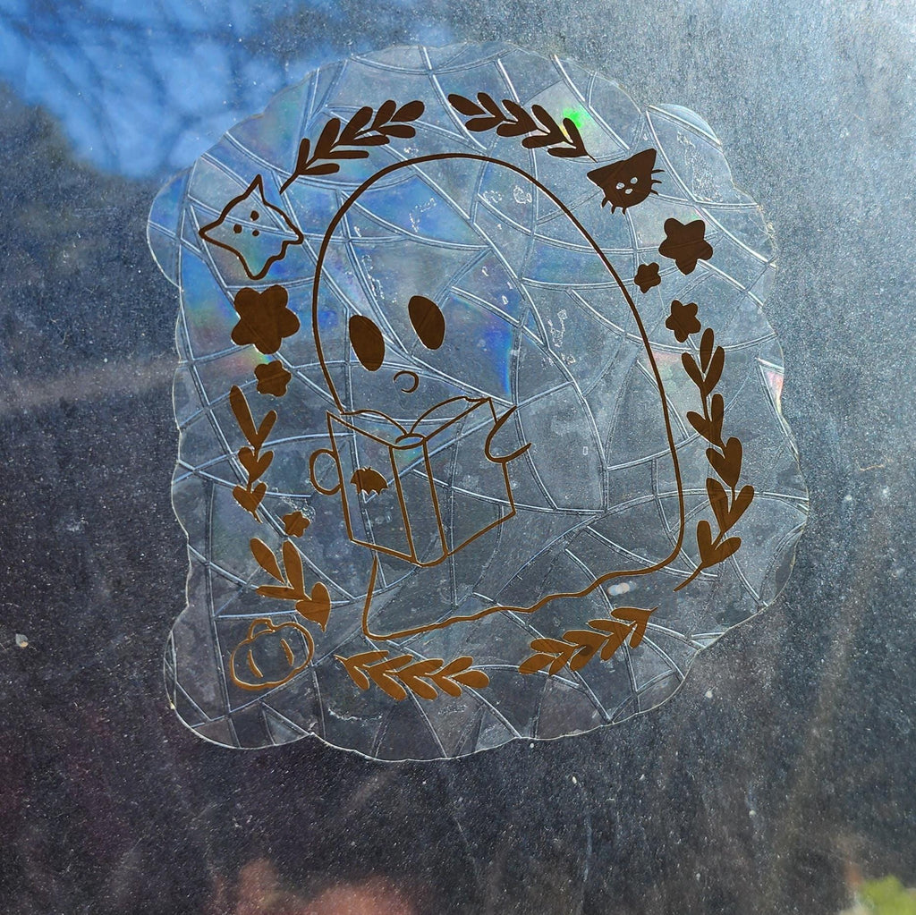 Ghost Bookworm Suncatcher