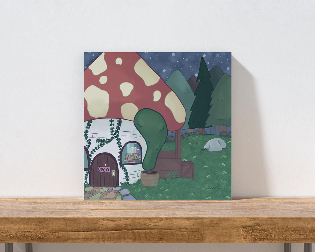 Mushroom Shop Art Print: Kawaii Forest Boutique Illustration