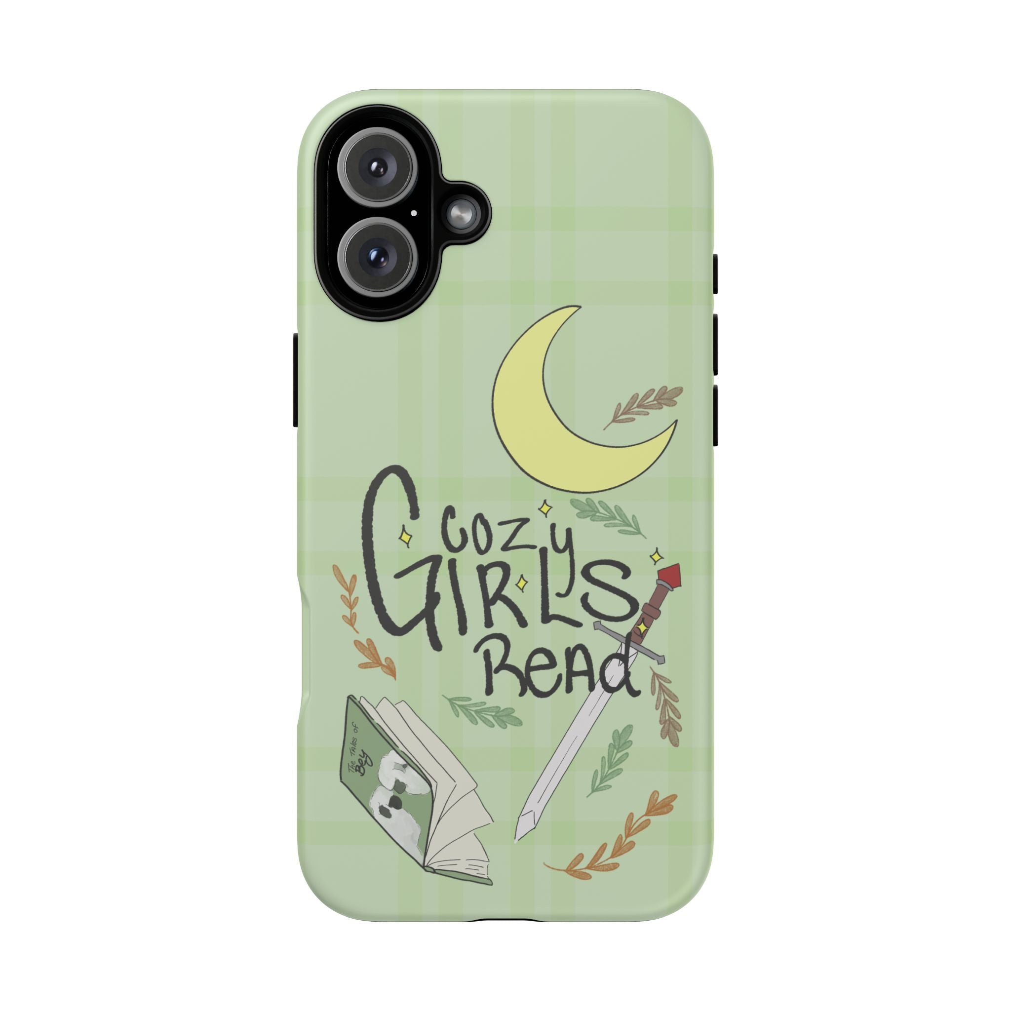 Cozy Girls Read Phone Case — Green Moonlit Reading Design