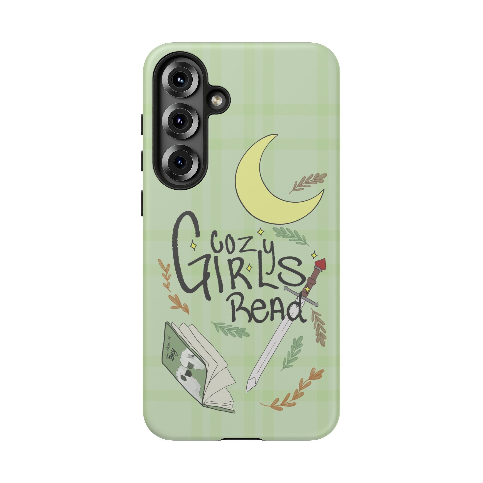 Cozy Girls Read Phone Case — Green Moonlit Reading Design