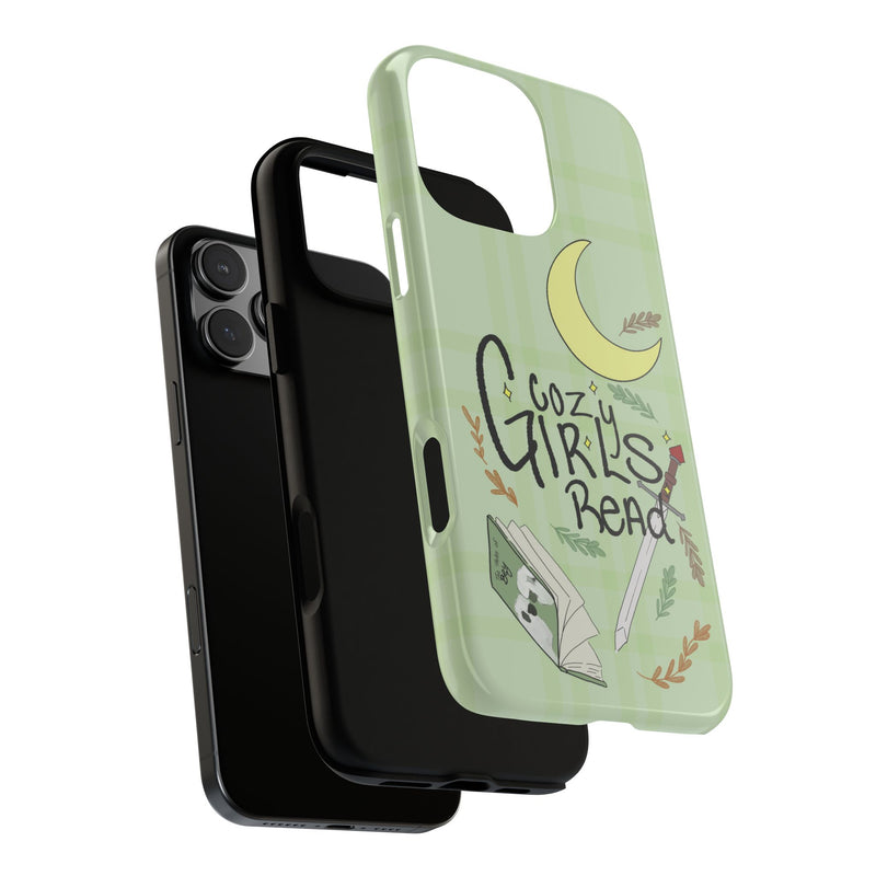 Cozy Girls Read Phone Case — Green Moonlit Reading Design