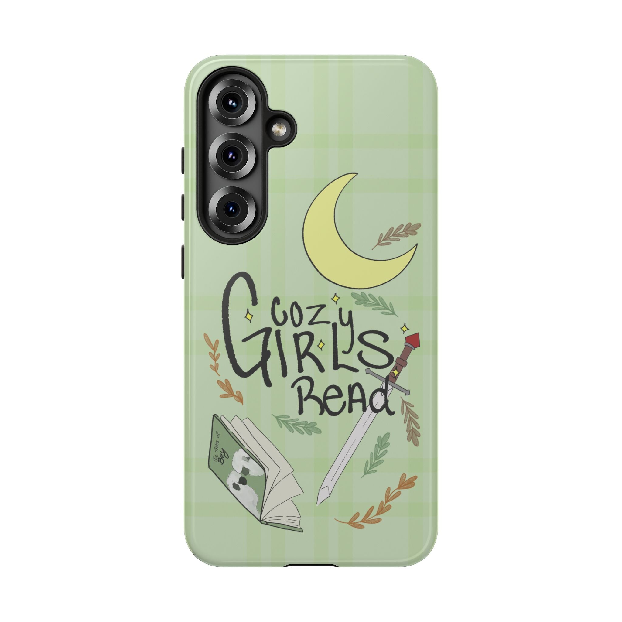 Cozy Girls Read Phone Case — Green Moonlit Reading Design