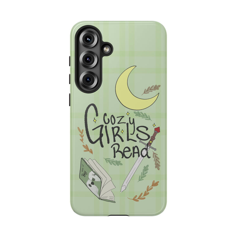 Cozy Girls Read Phone Case — Green Moonlit Reading Design