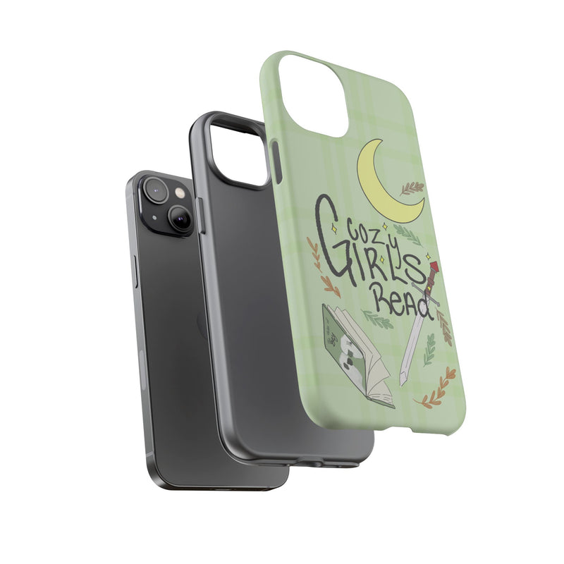 Cozy Girls Read Phone Case — Green Moonlit Reading Design