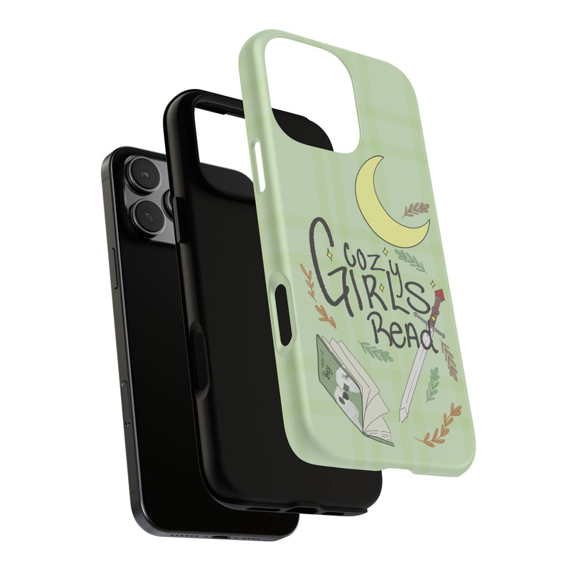 Cozy Girls Read Phone Case — Green Moonlit Reading Design