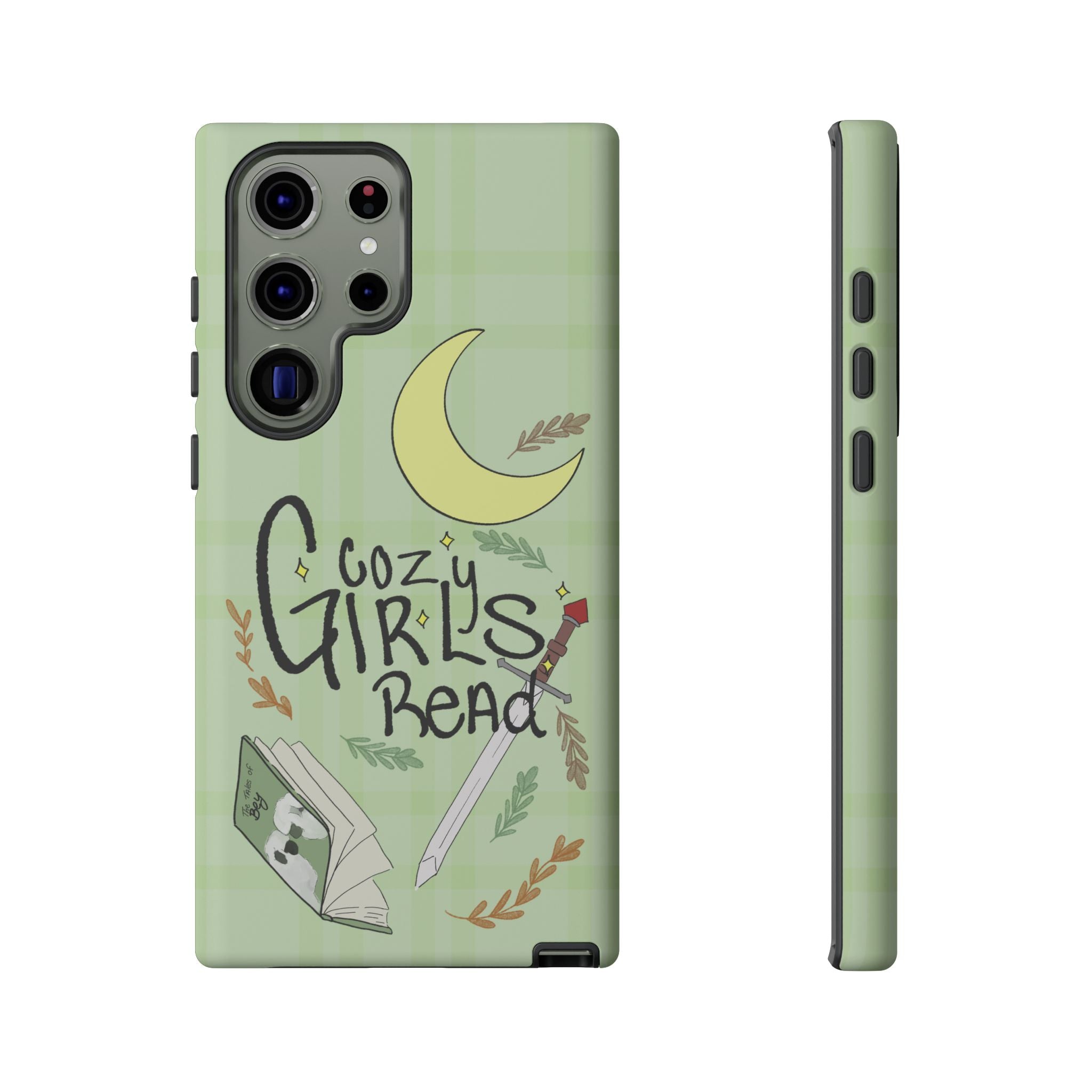 Cozy Girls Read Phone Case — Green Moonlit Reading Design