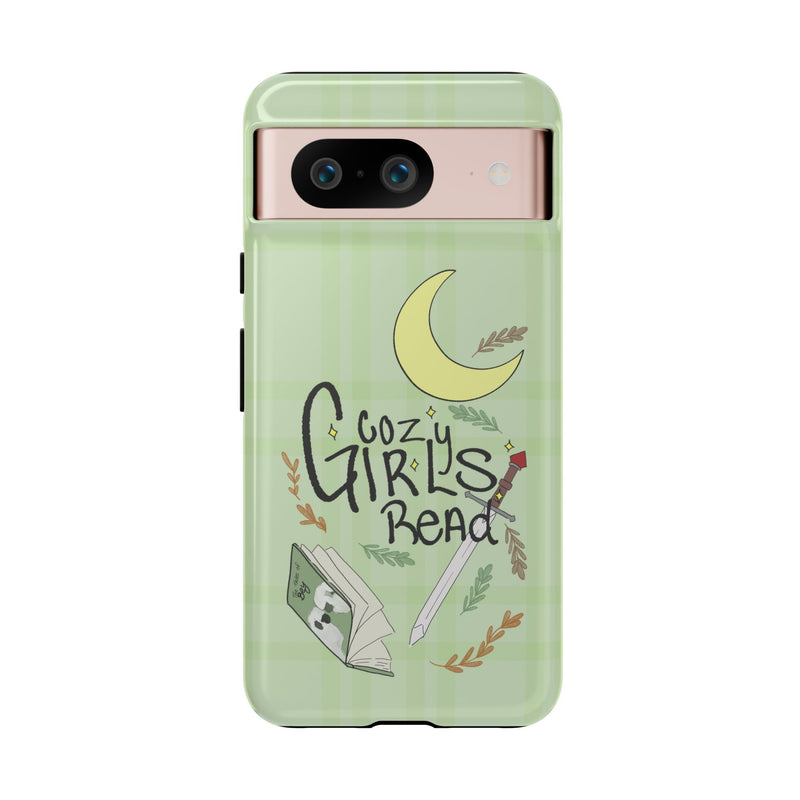 Cozy Girls Read Phone Case — Green Moonlit Reading Design