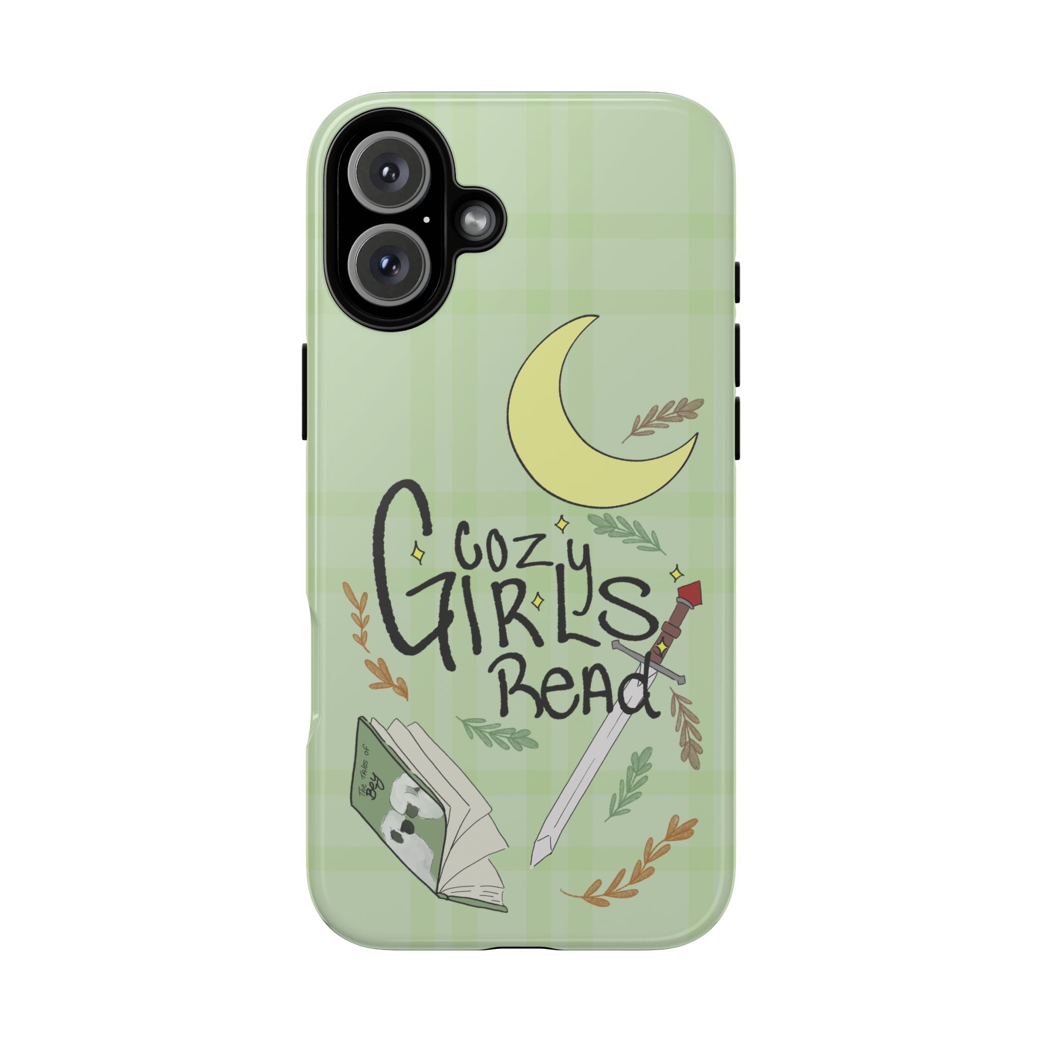 Cozy Girls Read Phone Case — Green Moonlit Reading Design
