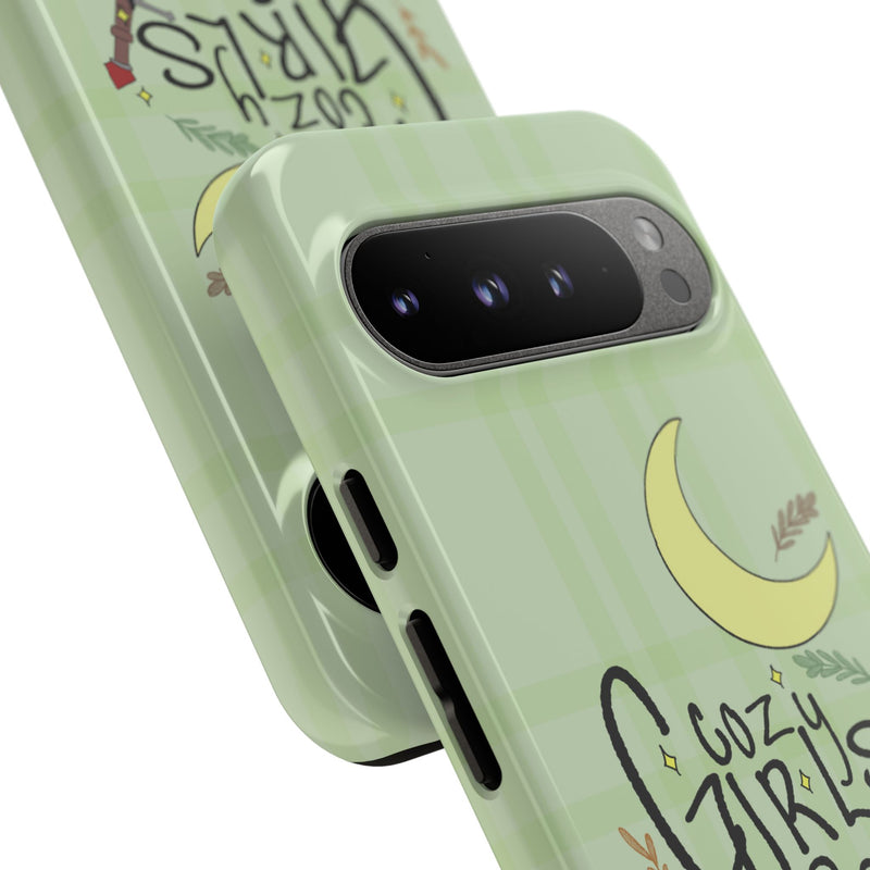 Cozy Girls Read Phone Case — Green Moonlit Reading Design