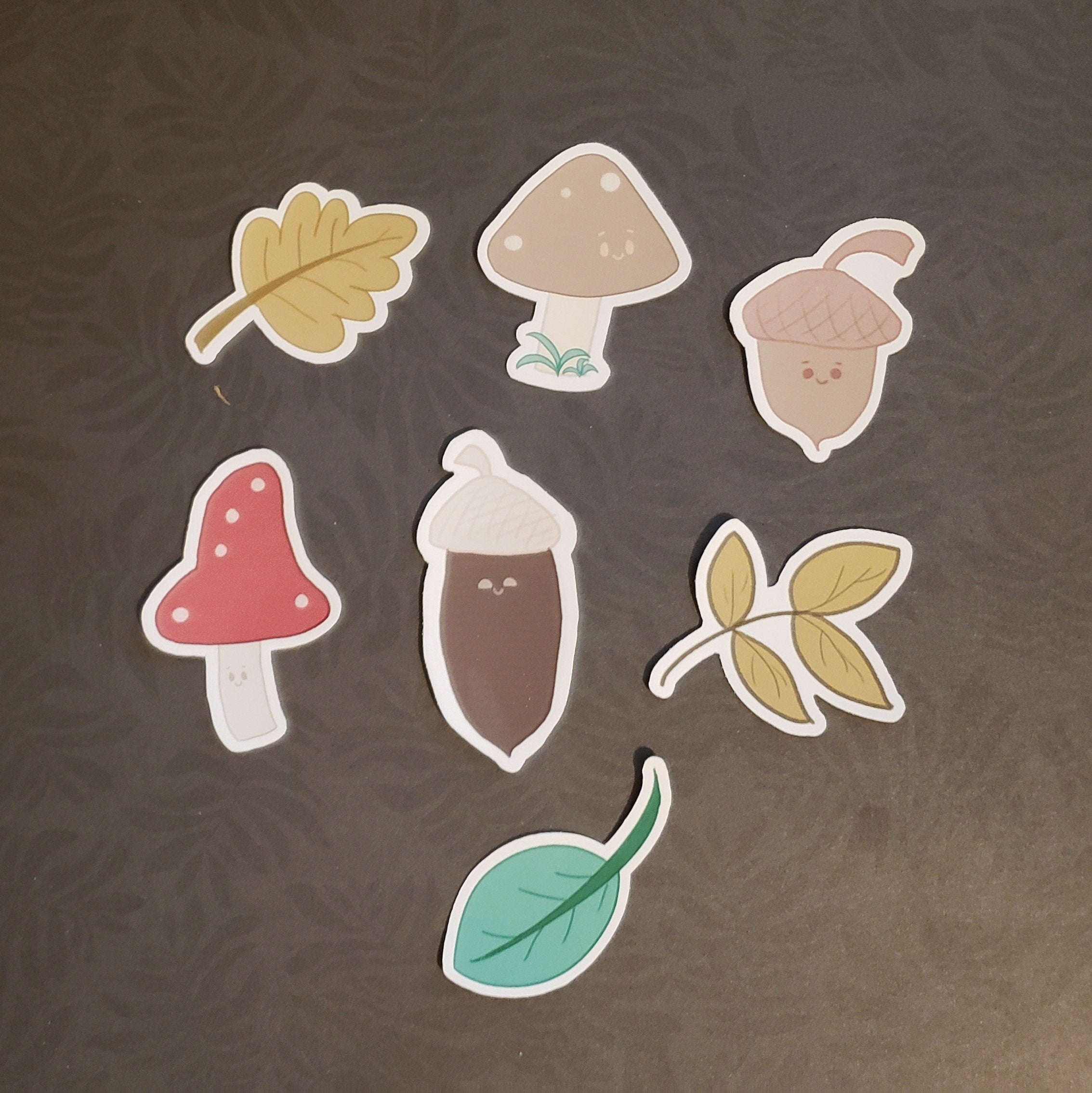 Autumn Forage Sticker Pack: Kawaii Acorns, Mushrooms & Foliage