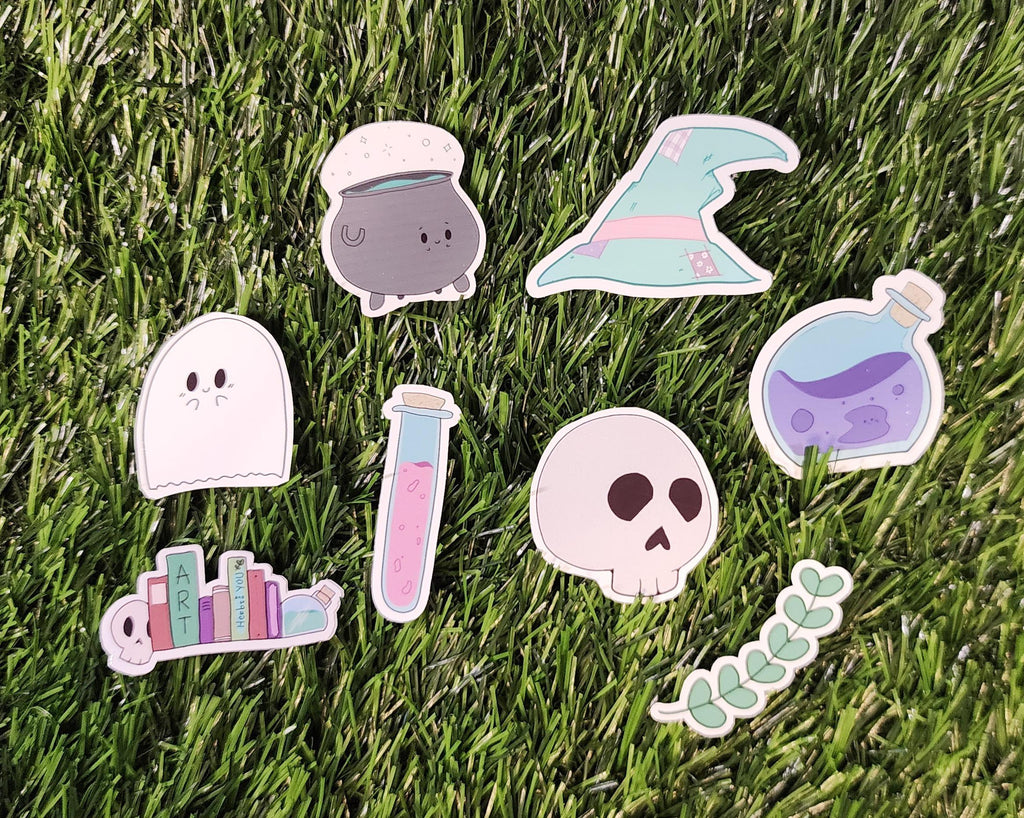 Witchy Vibes Sticker Set: Kawaii Witchcraft Vinyl Decals