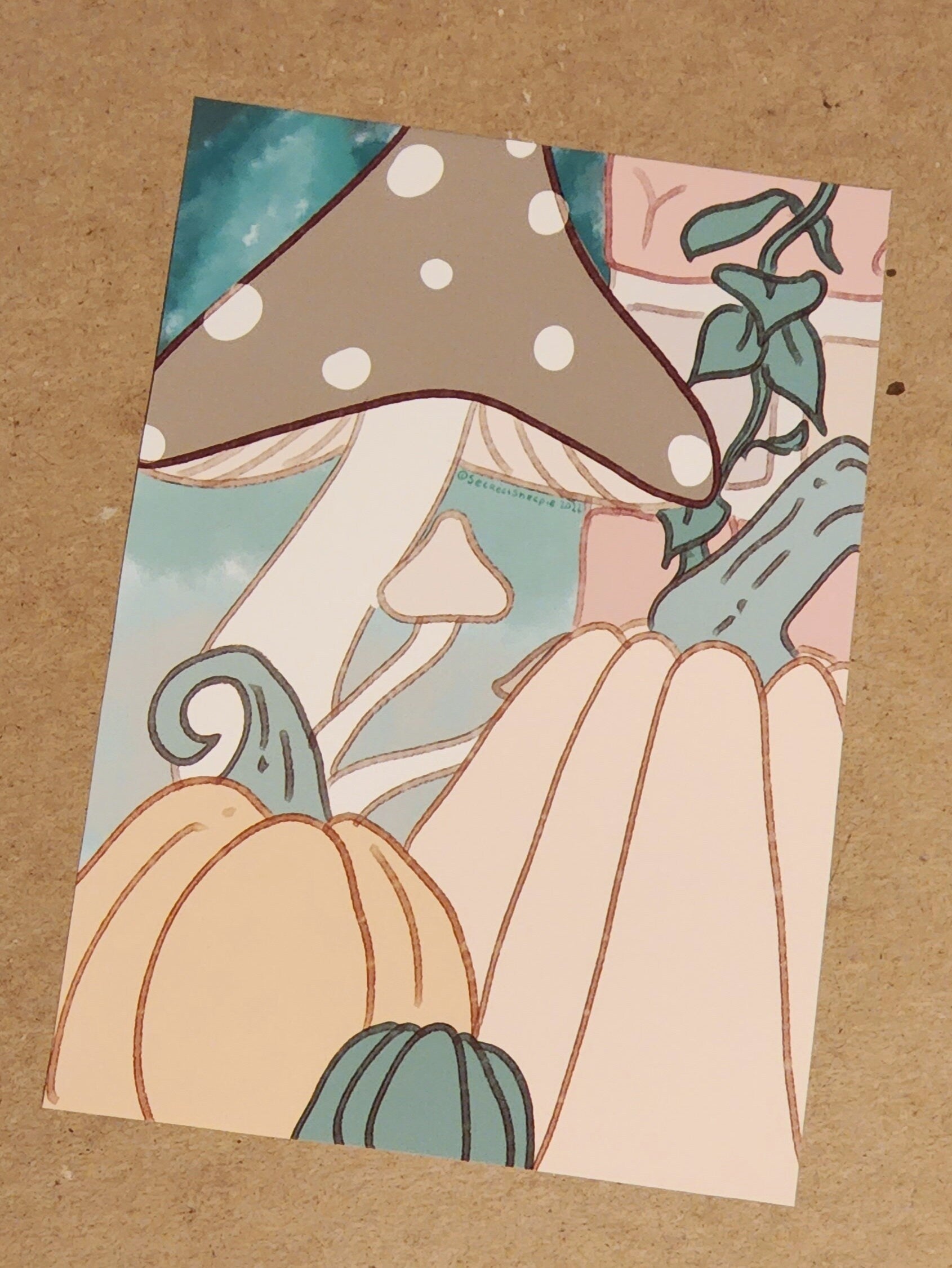 Mushroom & Pumpkin Art Print