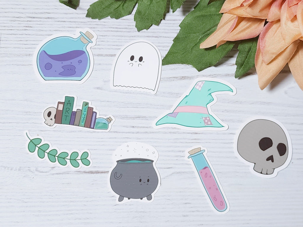 Witchy Vibes Sticker Set: Kawaii Witchcraft Vinyl Decals