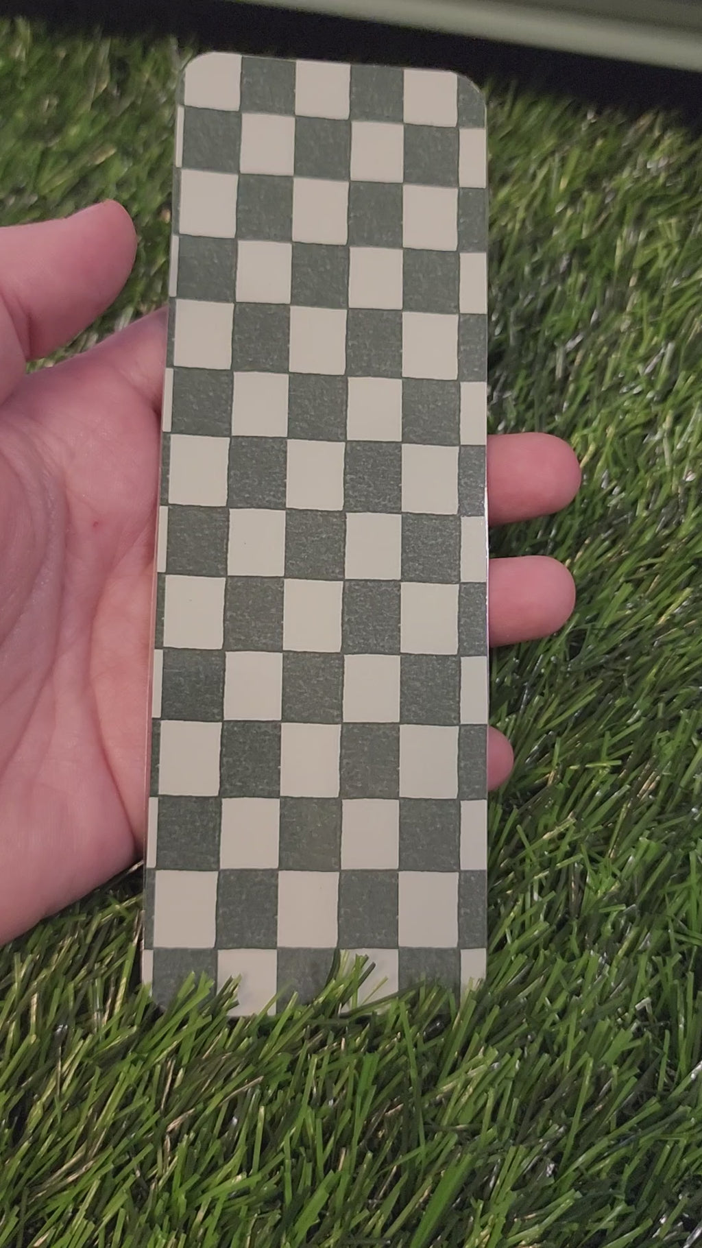 Cozy Green Checkered Bookmark